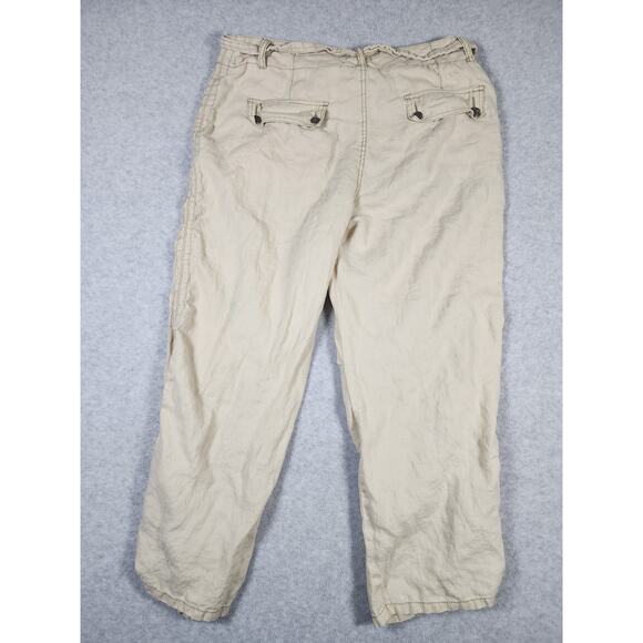 Tommy Hilfiger Sz 10 Y2k Tan 100% Linen Crop Tie Waist‎ Low Rise Zip Leg Pants - Picture 6 of 16